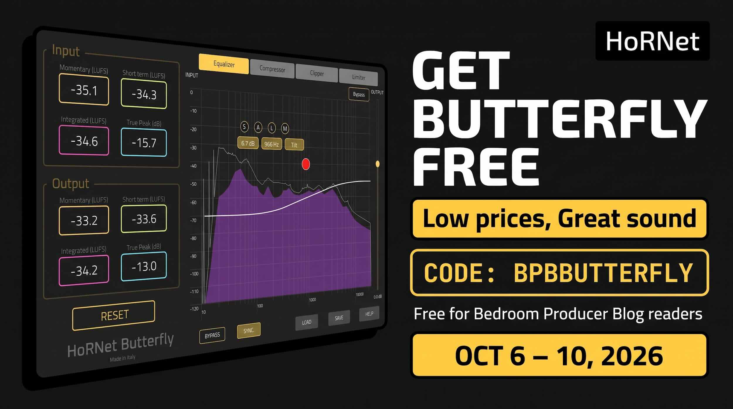 Get HoRNet Butterfly FREE — HoRNet × Bedroom Producer Blog