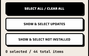 Select all, Show and select updates, and Show and select not installed controls in HoRNet DoIn 2