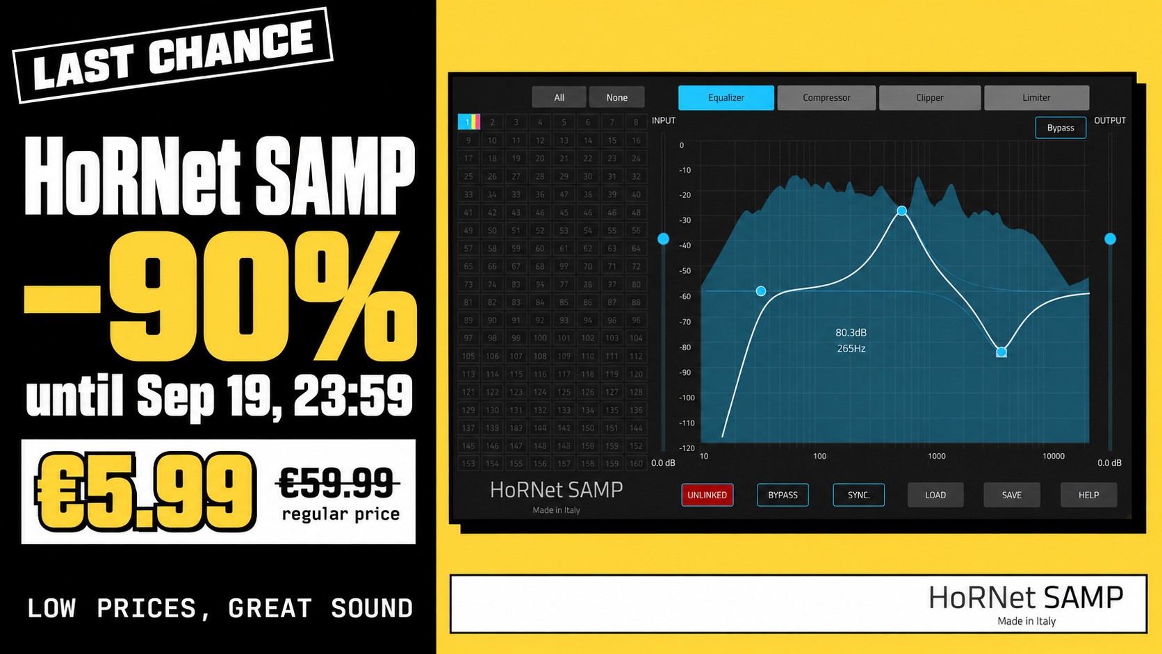 HoRNet MIX80 promo banner: pick any 3 plugins and get 80% off, showing the SongKey MK4, Spaces MK2 and SpectraDuck interfaces. Offer ends Thursday August 6.