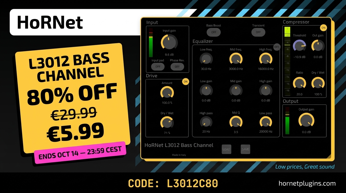 HoRNet MIX80 promo banner: pick any 3 plugins and get 80% off, showing the SongKey MK4, Spaces MK2 and SpectraDuck interfaces. Offer ends Thursday August 6.