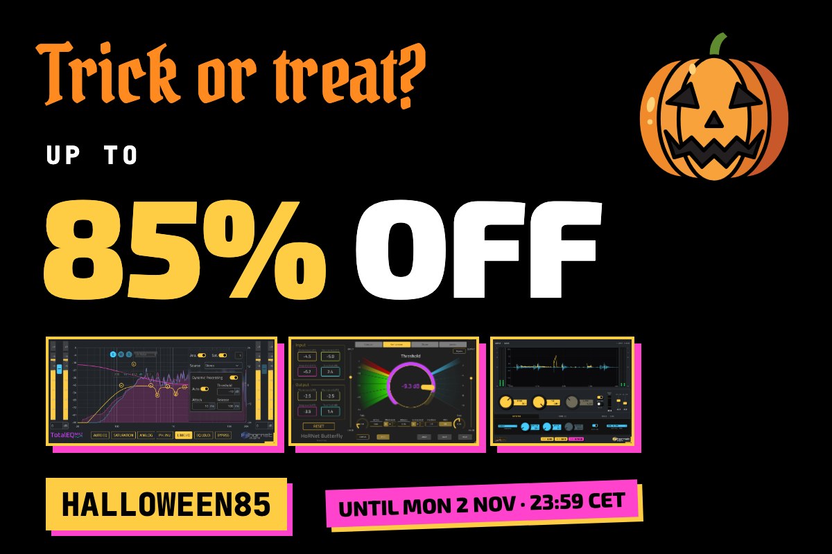 HoRNet MIX80 promo banner: pick any 3 plugins and get 80% off, showing the SongKey MK4, Spaces MK2 and SpectraDuck interfaces. Offer ends Thursday August 6.