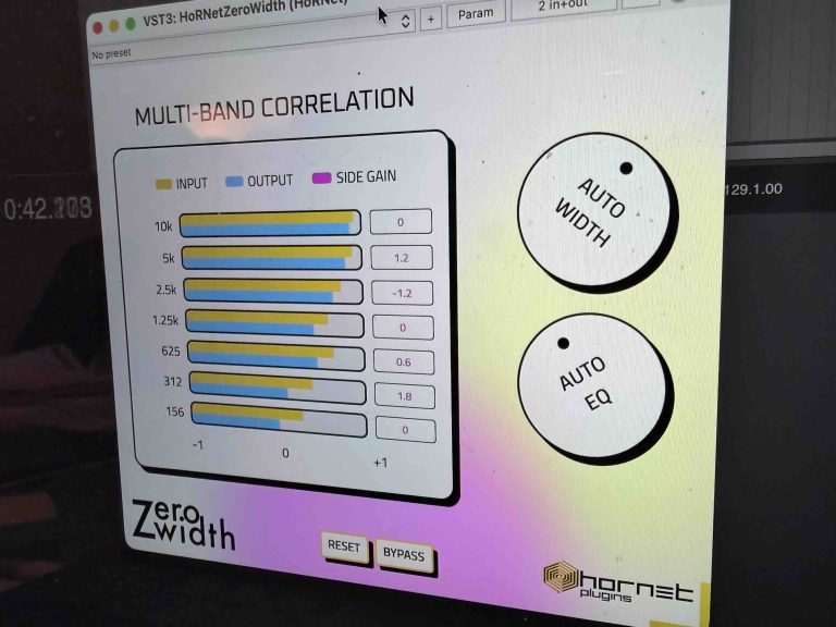 HoRNet ZeroWidth interface in a DAW